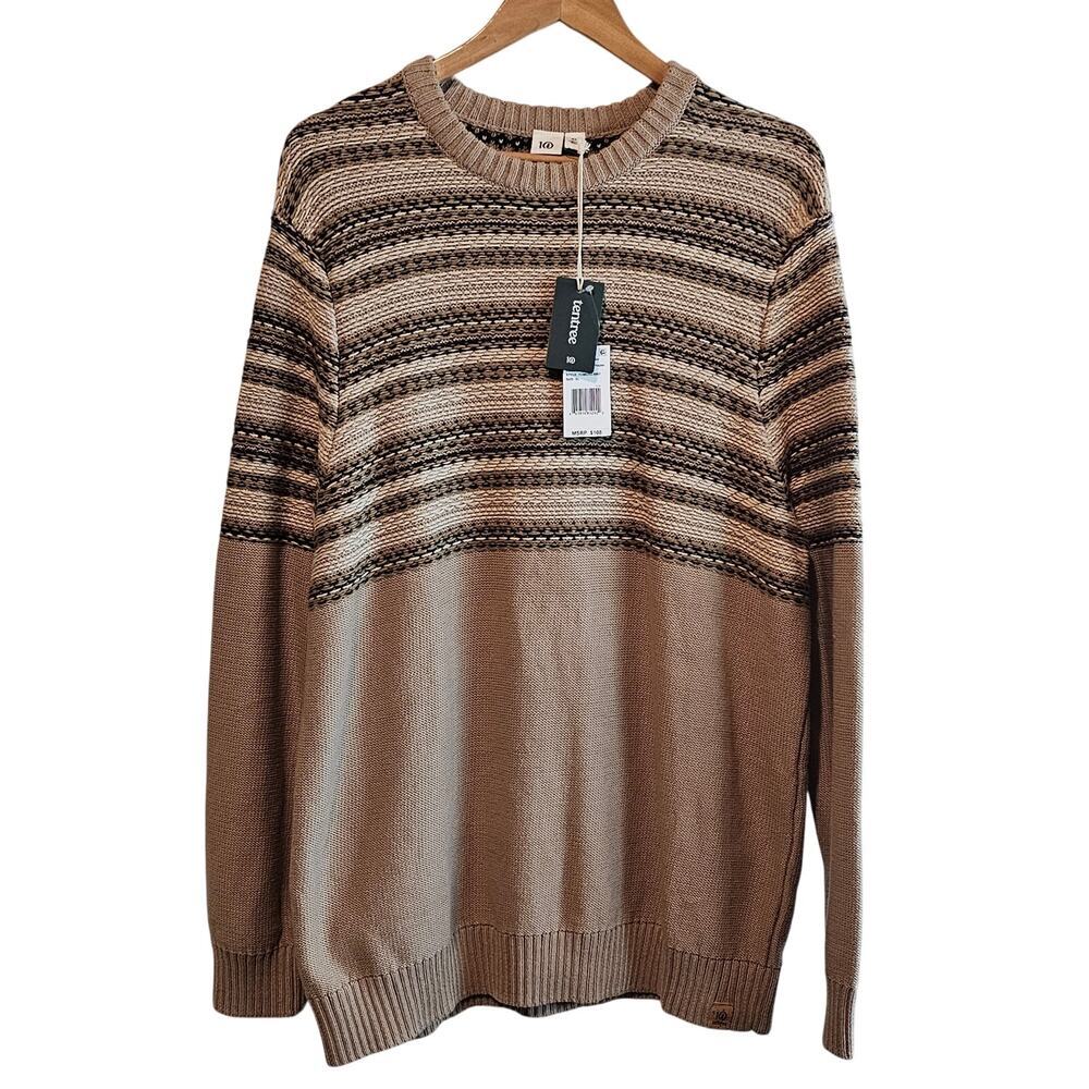Tentree Kepler Knit Sweater Men XL Tan Organic Preppy Grandpa Thick Warm NWT